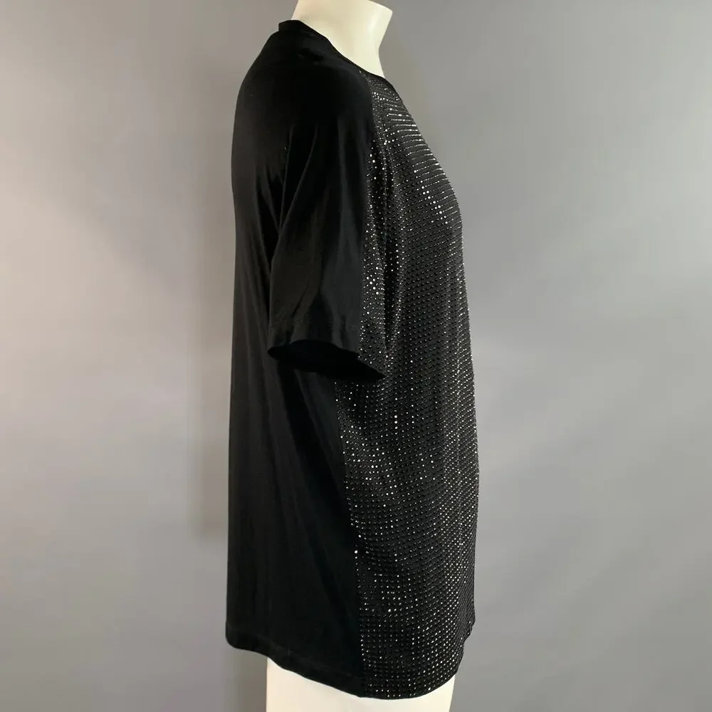 GUCCI Size One Size Black Studded Silk Crew Neck T Shirt